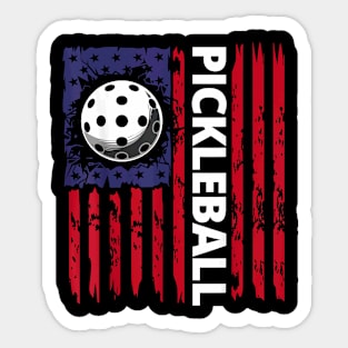 Pickleball American Flag Funny Pickleball Lover Vintage Sticker